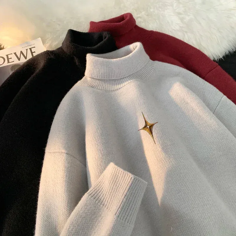 Aidase Autumn New Warm Turtleneck Pullovers Basic Men Women Sweater Slim Fit Korean Clothing Trendy Knitted Couples Knitwear