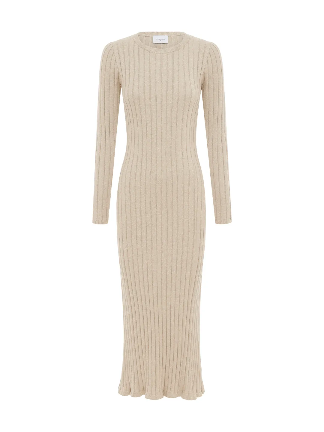 By Nicola Moon Midi Knitted Dress in Beige Marle