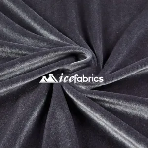 Charcoal Poly Spandex 4 Way Stretch Velvet Fabric/ super Soft