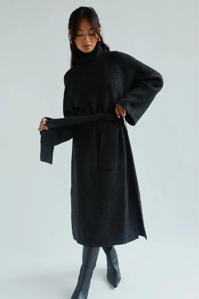 Charli Abbie Knitted Dress in Black