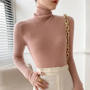 christmas outfit Joskaa Women Sweater Winter Cashmere Turtleneck Warm Knitwear Korean Casual Solid Bottoming Shirt Fashion Knit Pullovers Brown Sweater