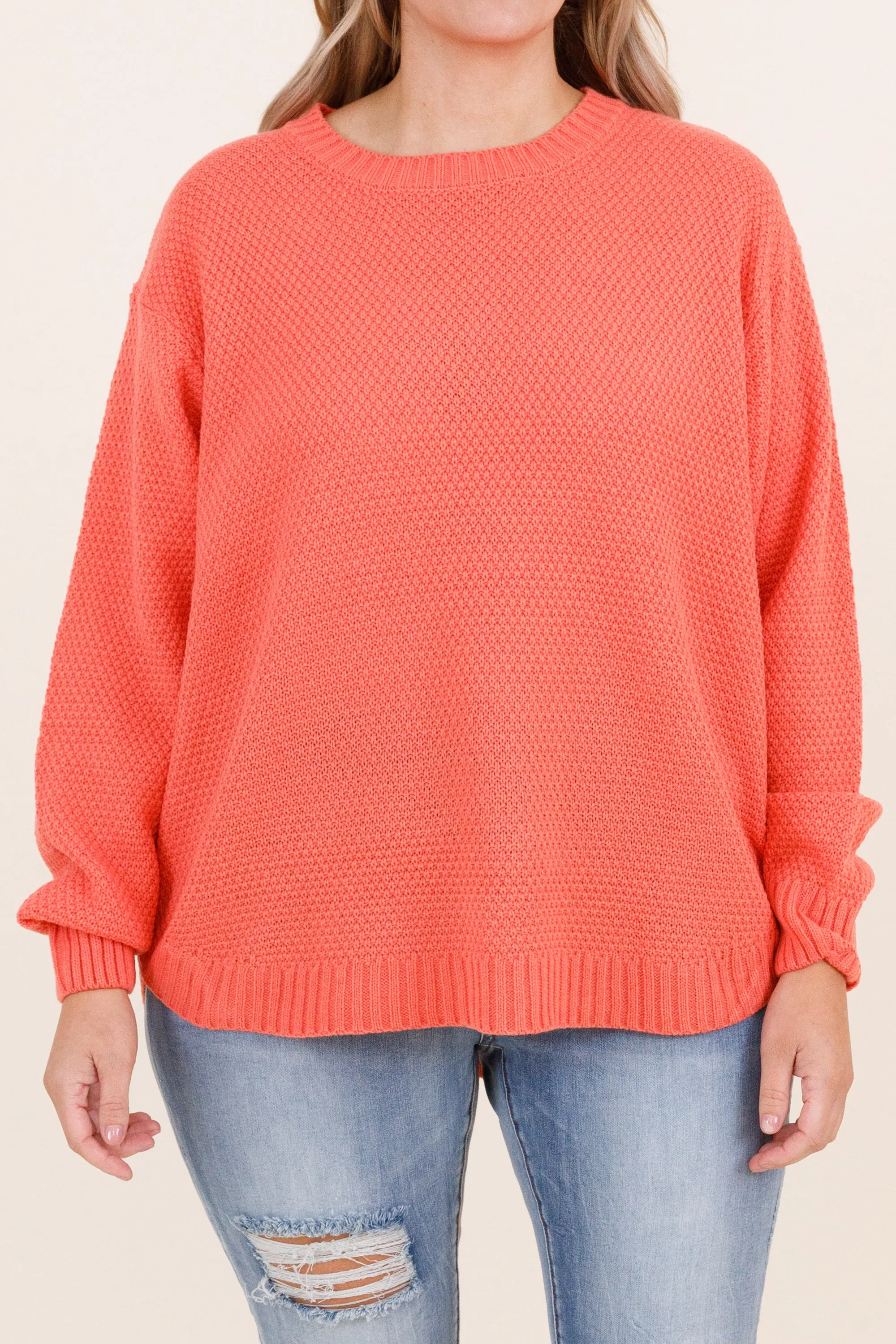 Fall For Me Sweater, Deep Coral