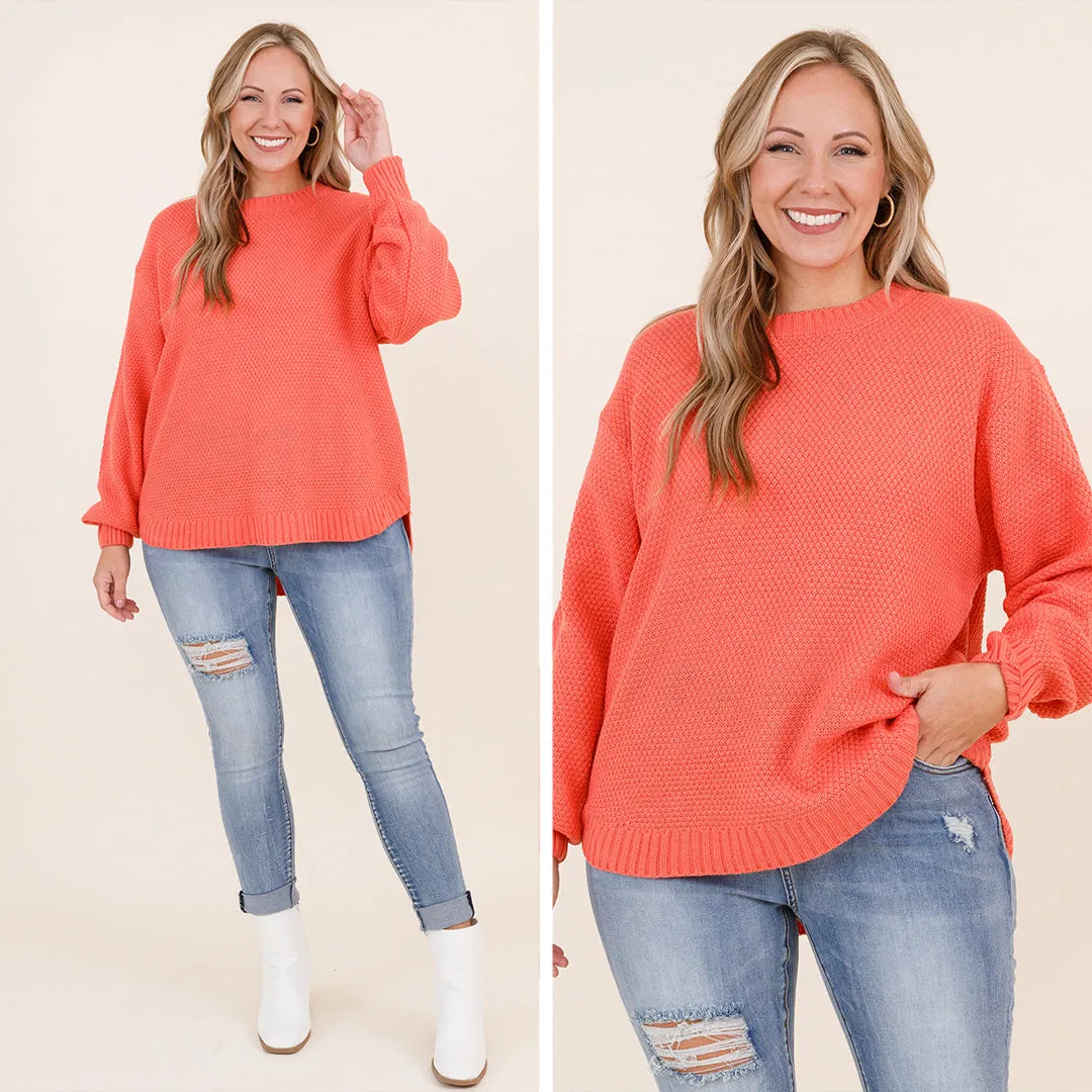 Fall For Me Sweater, Deep Coral