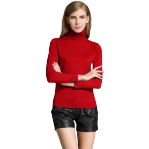 Fashion Winter Women Sweater Knitwear Turtle Neck Long SleevesRibbed Knitted Pullover Tops