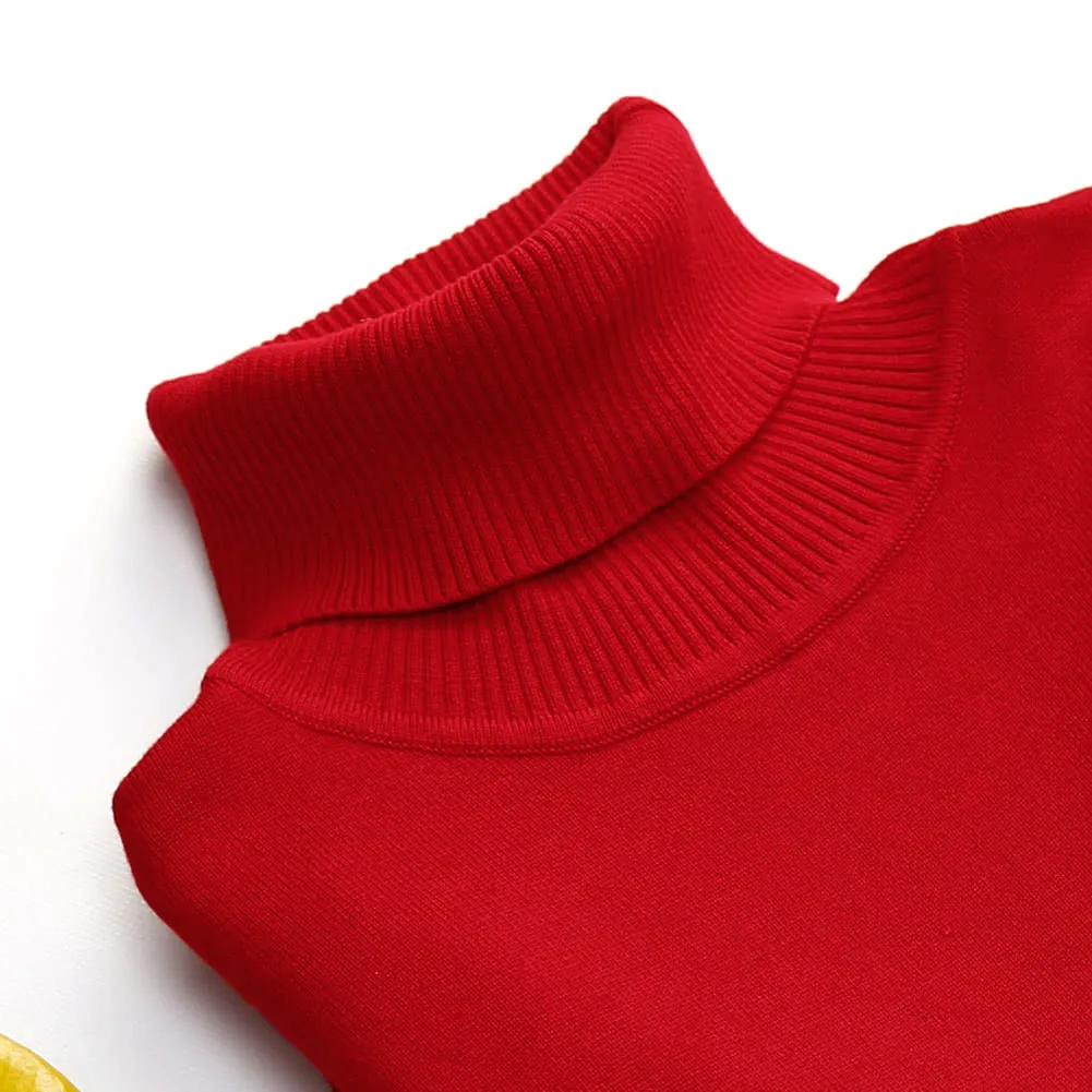 Fashion Winter Women Sweater Knitwear Turtle Neck Long SleevesRibbed Knitted Pullover Tops