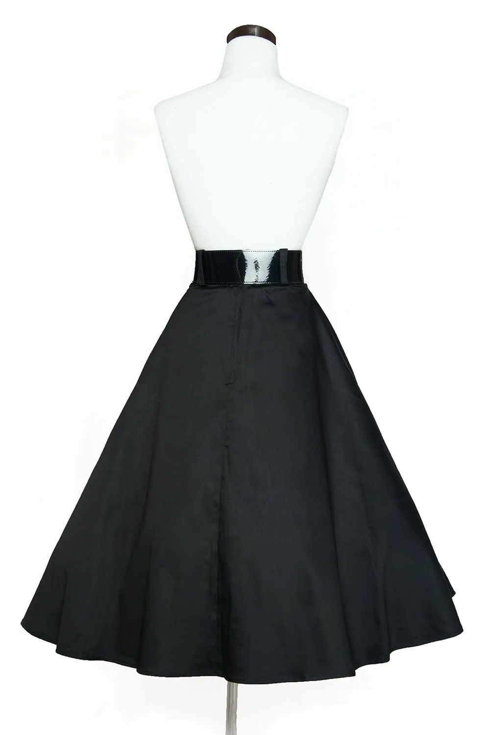 Final Sale - Vintage Doris Swing Skirt in Black Cotton Sateen | Pinup Couture