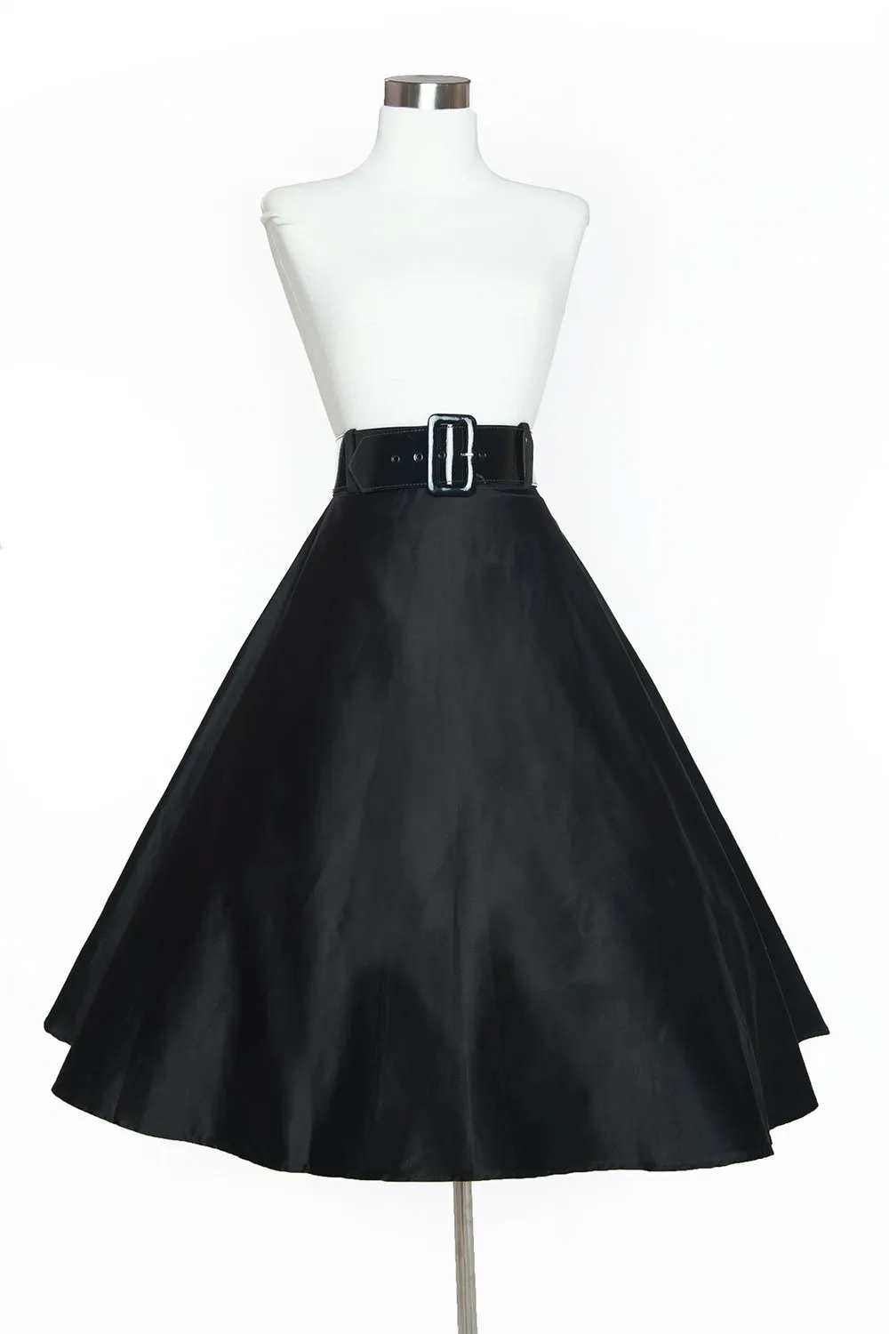 Final Sale - Vintage Doris Swing Skirt in Black Cotton Sateen | Pinup Couture