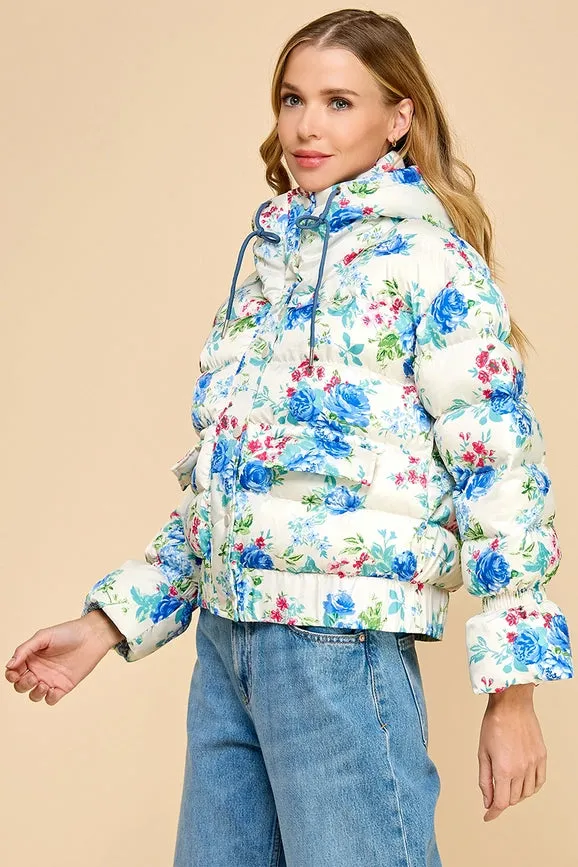 Floral Print Puff Jacket