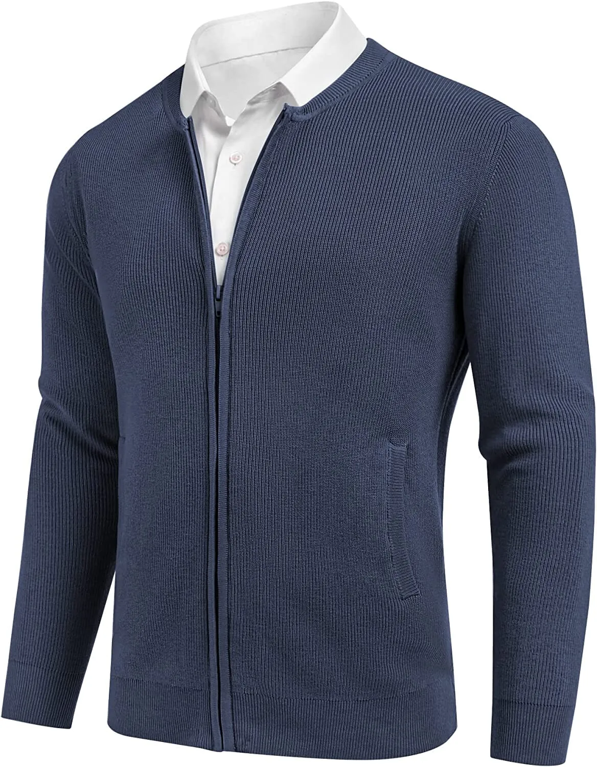 Full Zip Slim Fit Stylish Knitted Cardigan Sweater with Pockets (US Only)