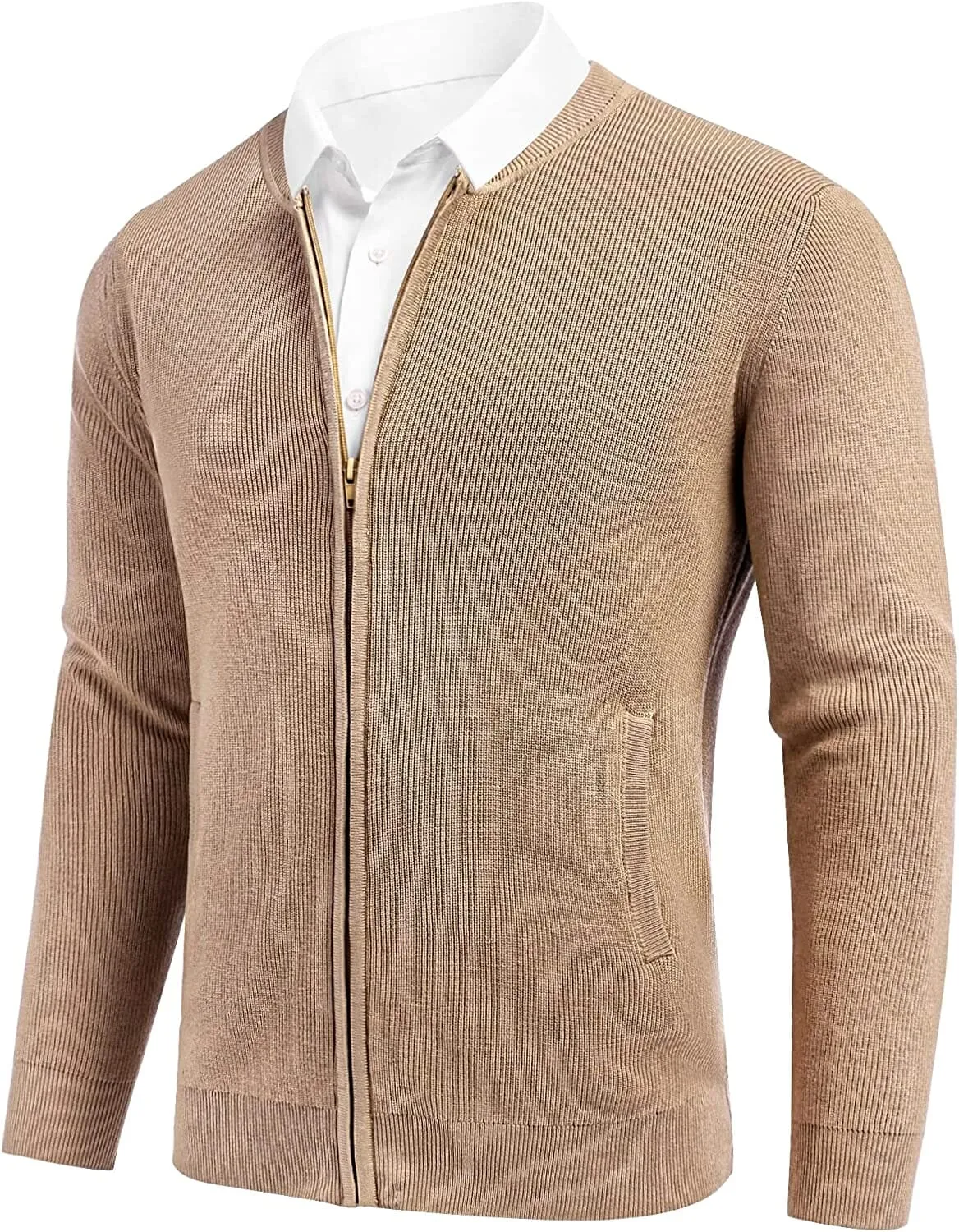 Full Zip Slim Fit Stylish Knitted Cardigan Sweater with Pockets (US Only)