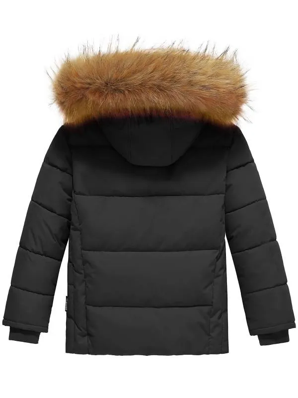 Girls' Outerwear Winter Jackets & Coats Warm with Fur Hood