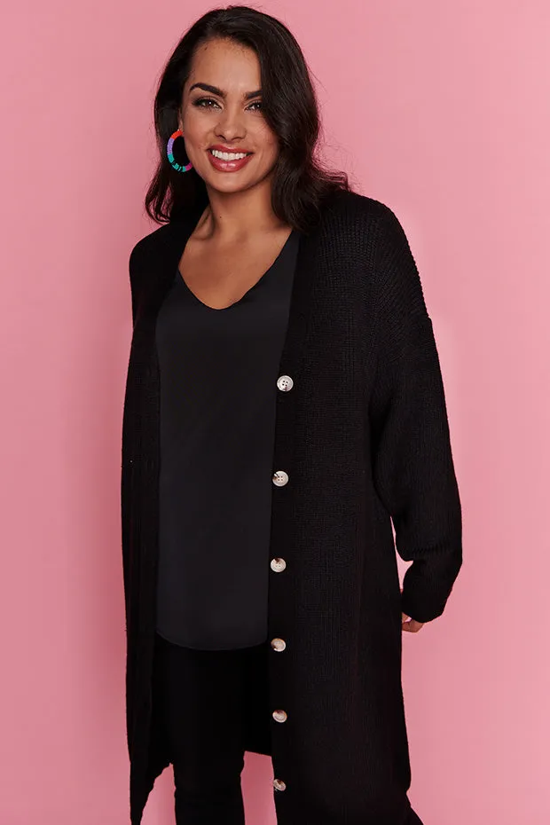 Hemi Black Longline Cardi