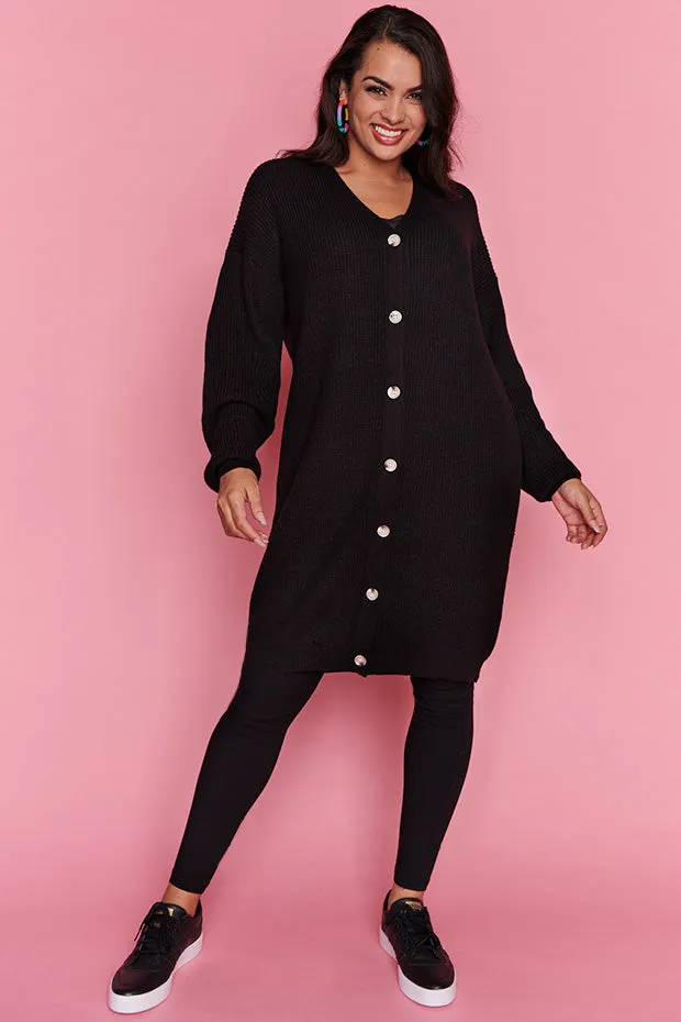 Hemi Black Longline Cardi