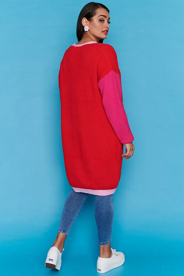 Hemi Colourblock Longline Cardi