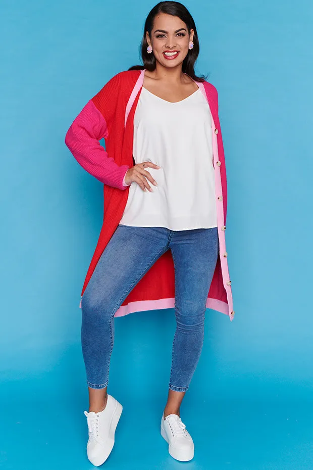 Hemi Colourblock Longline Cardi