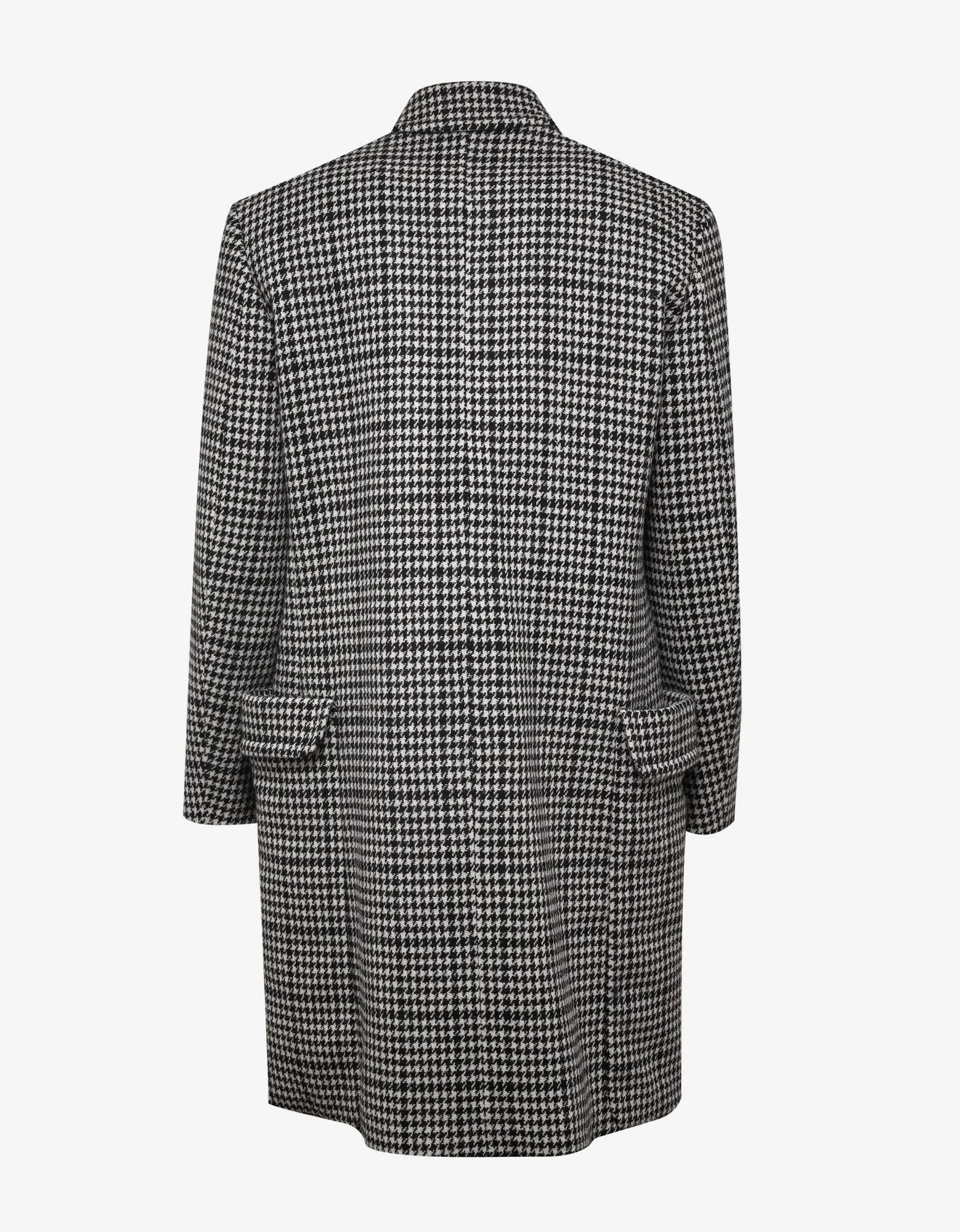 Houndstooth Check Wool Coat