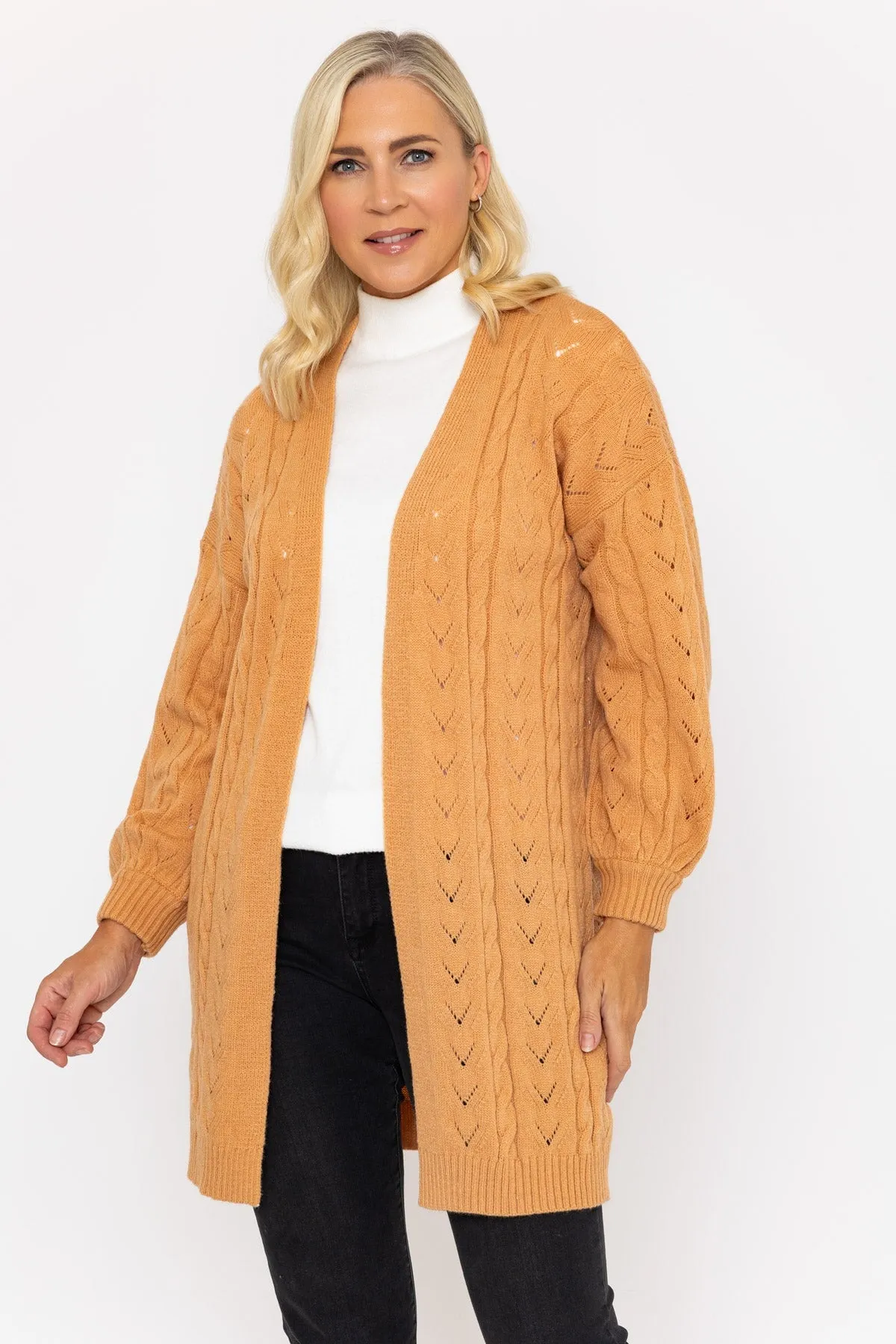 Longline Cardigan in Camel