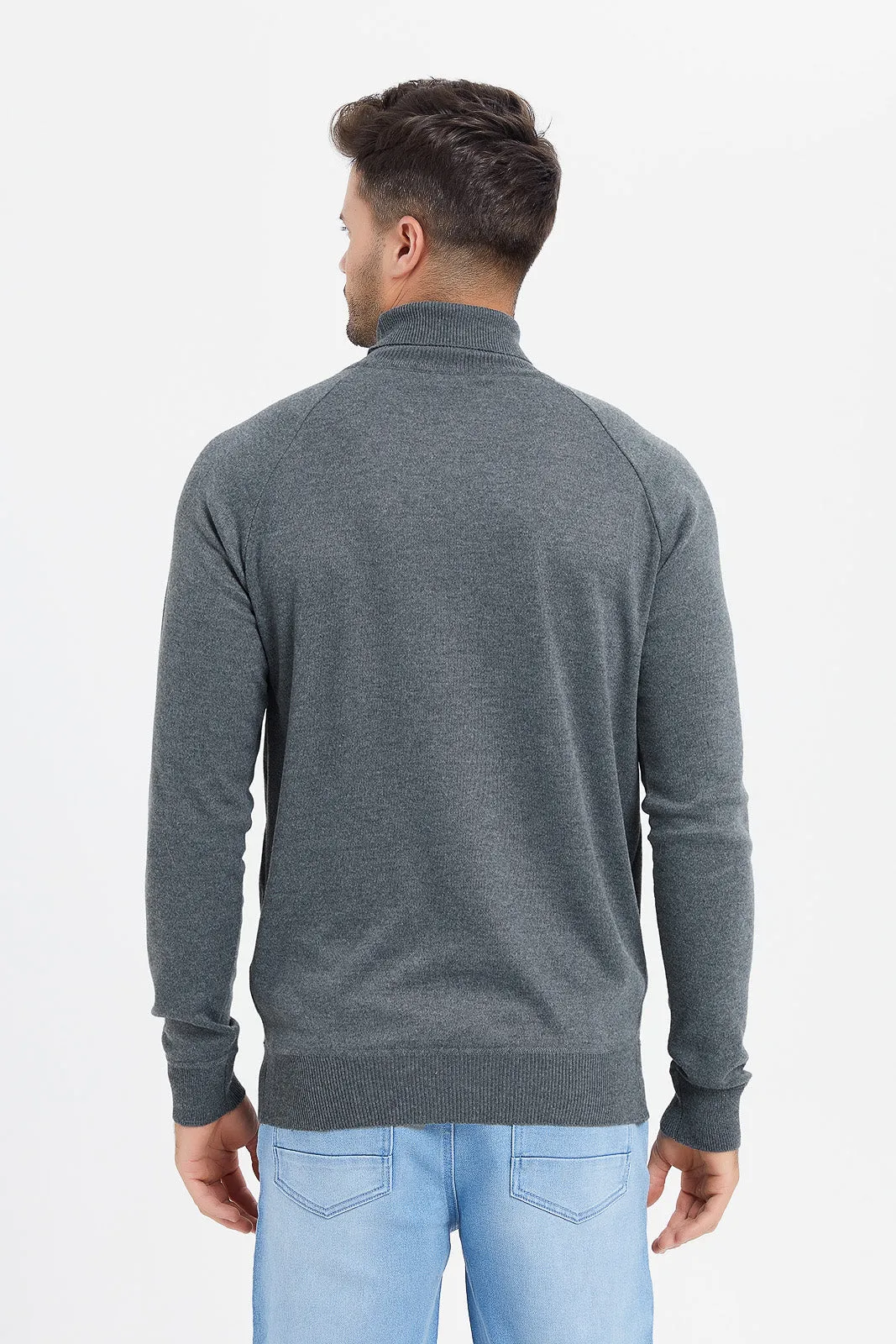 Men Charcoal Turtleneck Sweater