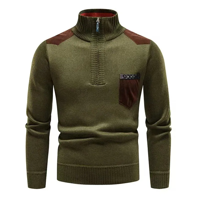 Men's  Cashmere Half Zipper Stand Collar Sweater Pullover