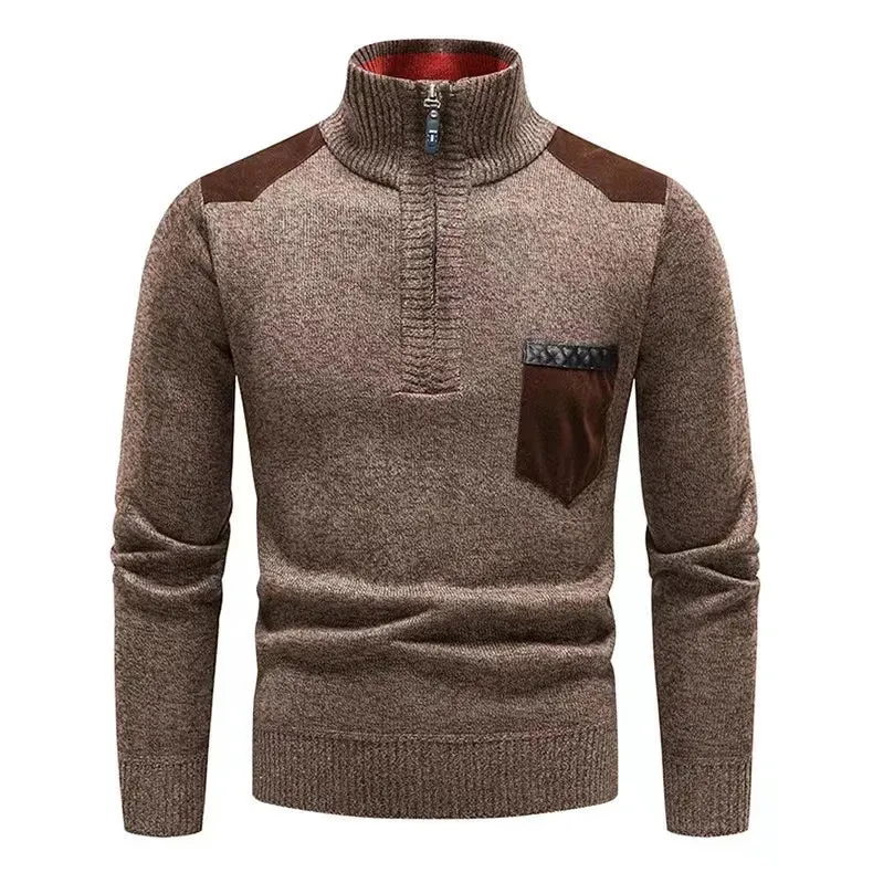 Men's  Cashmere Half Zipper Stand Collar Sweater Pullover