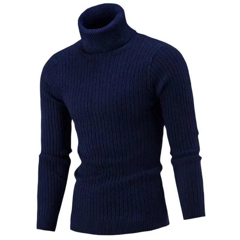 Men's Turtleneck Sweater Men's Knitting Pullovers Turtle Rollneck Knitted Sweater