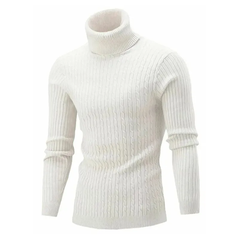 Men's Turtleneck Sweater Men's Knitting Pullovers Turtle Rollneck Knitted Sweater