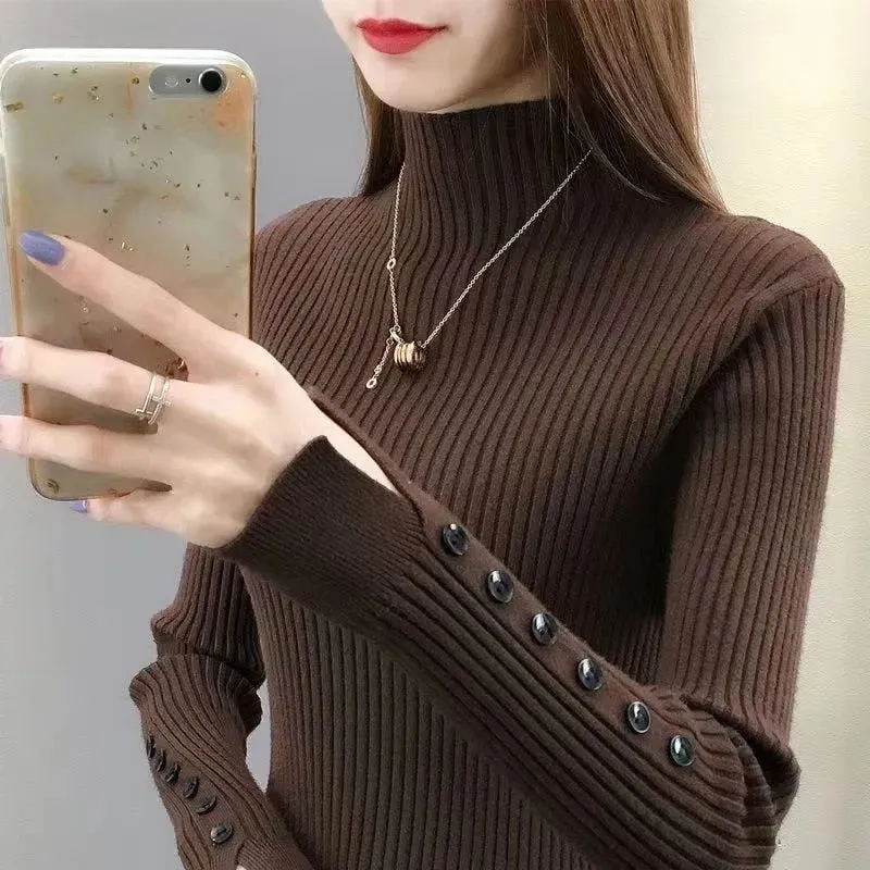 New-coming Autumn Winter Warm knit sweater Femme Turtleneck Pullovers Sweaters Long Sleeve Slim Oversize Korean Women's Sweater