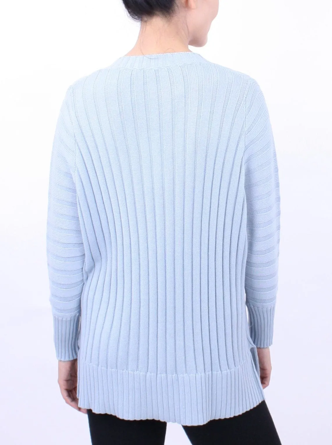 Ribbed V Neck Pullover