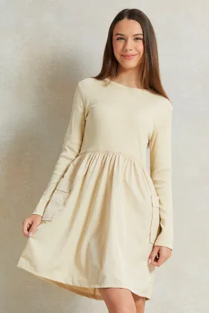 Senior Girls Beige knitted dress