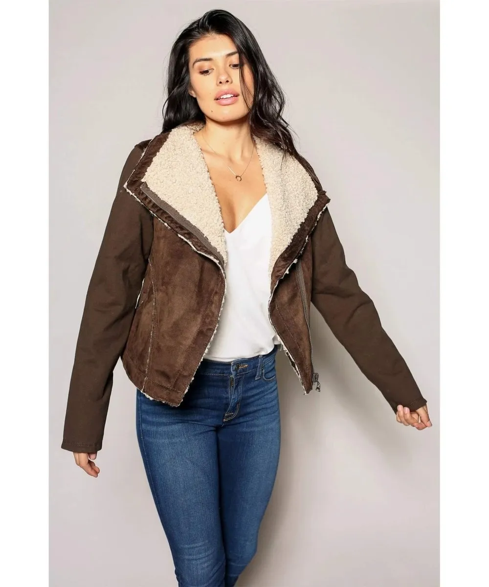 Sherpa Moto Jacket Brown