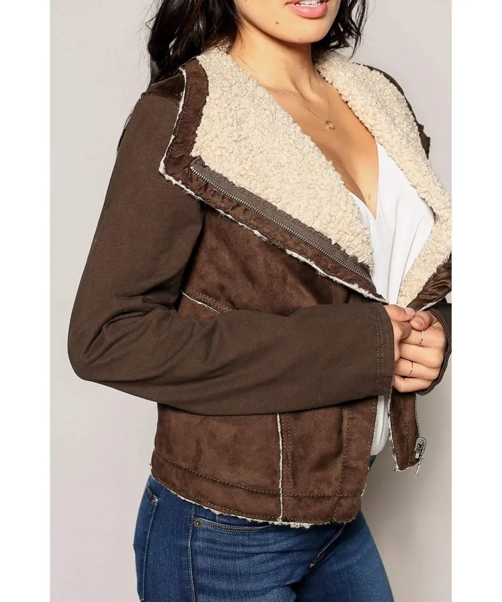 Sherpa Moto Jacket Brown