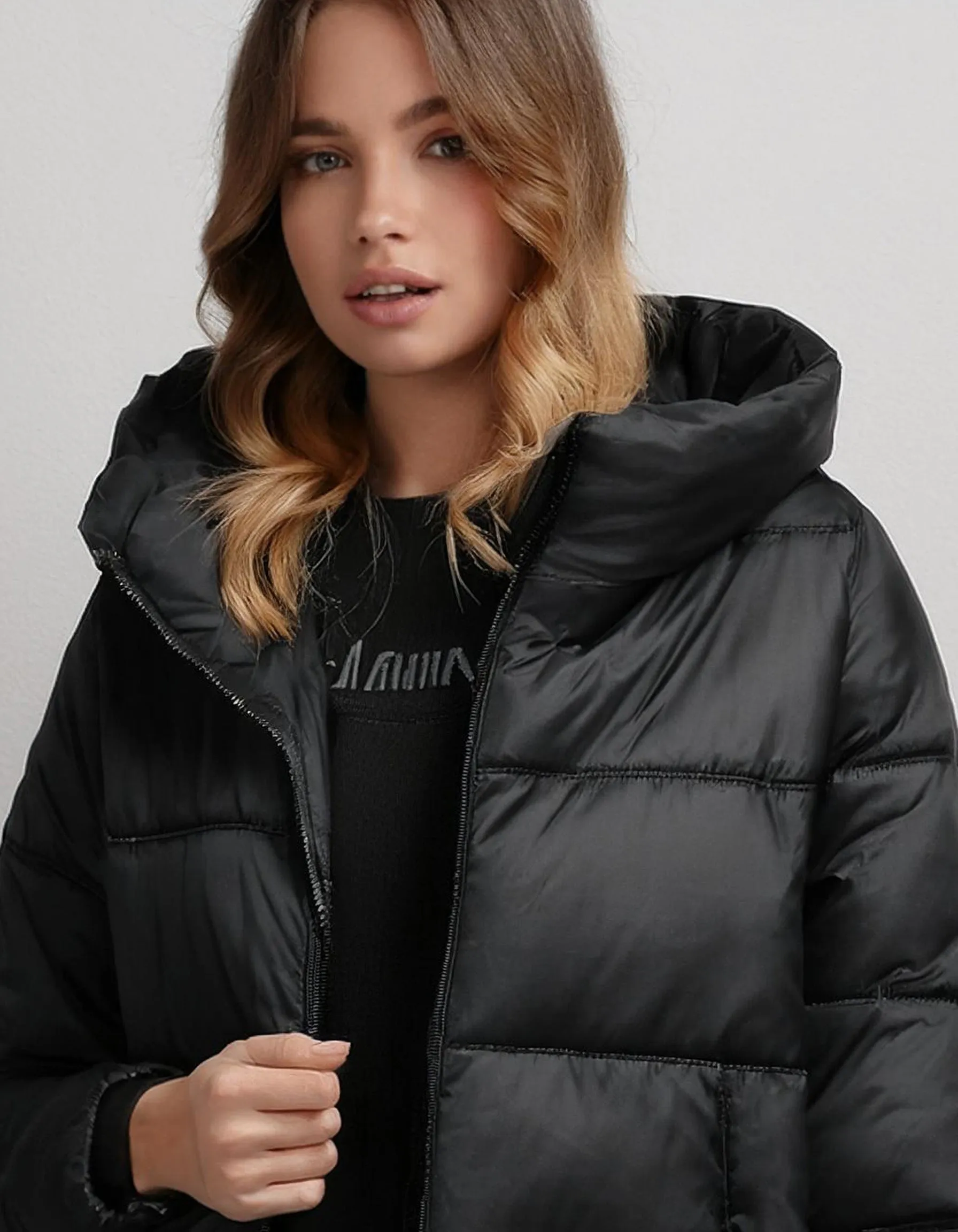 Slate Gray Oversized Puffer Jacket