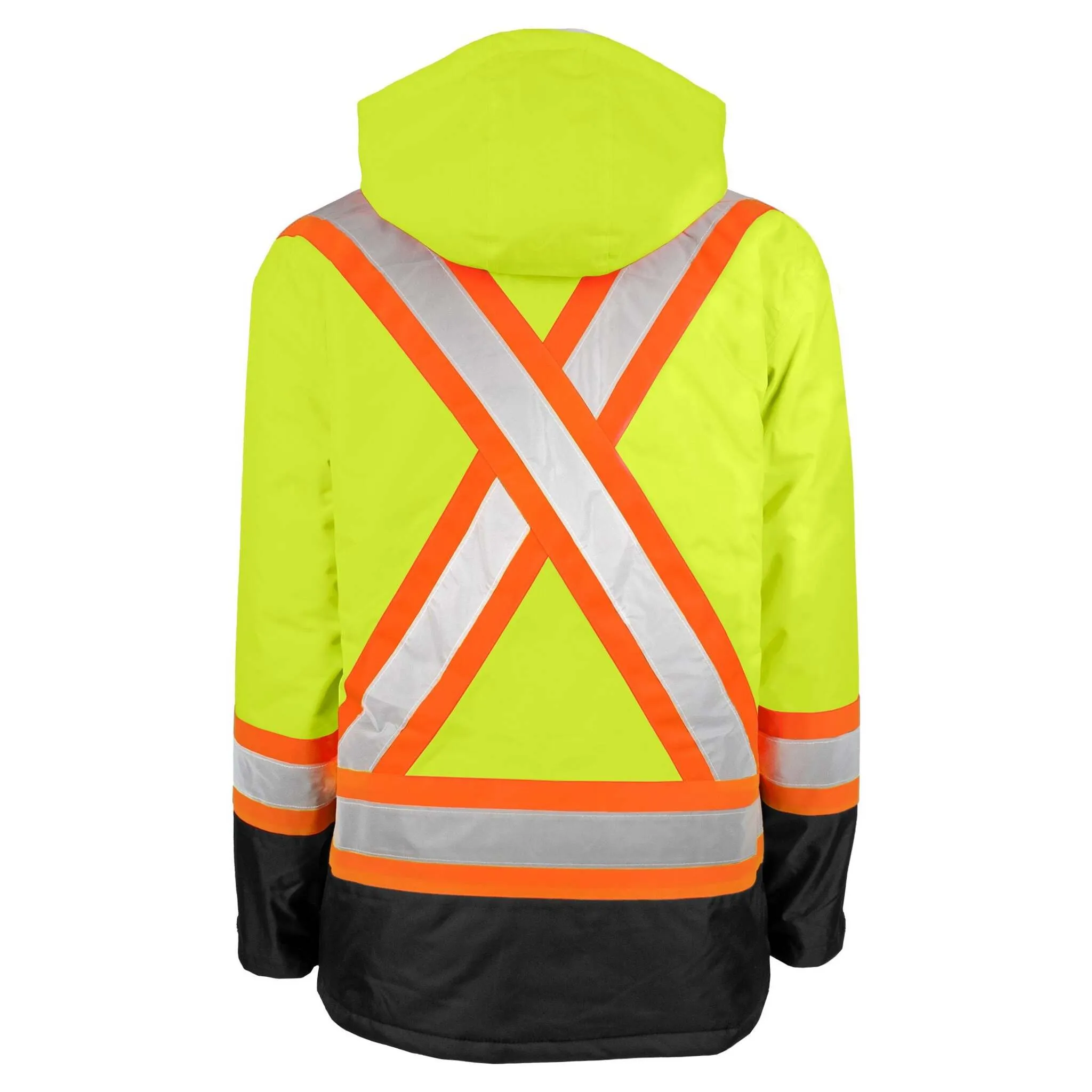 Terra Hi-Vis Men's 300D Poly Oxford Waterproof CSA Safety Parka with Quick Release Hood, Reflective Tape, Insulated Warmth, Durable, All-Weather Protection | S-5XL