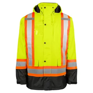 Terra Hi-Vis Men's 300D Poly Oxford Waterproof CSA Safety Parka with Quick Release Hood, Reflective Tape, Insulated Warmth, Durable, All-Weather Protection | S-5XL