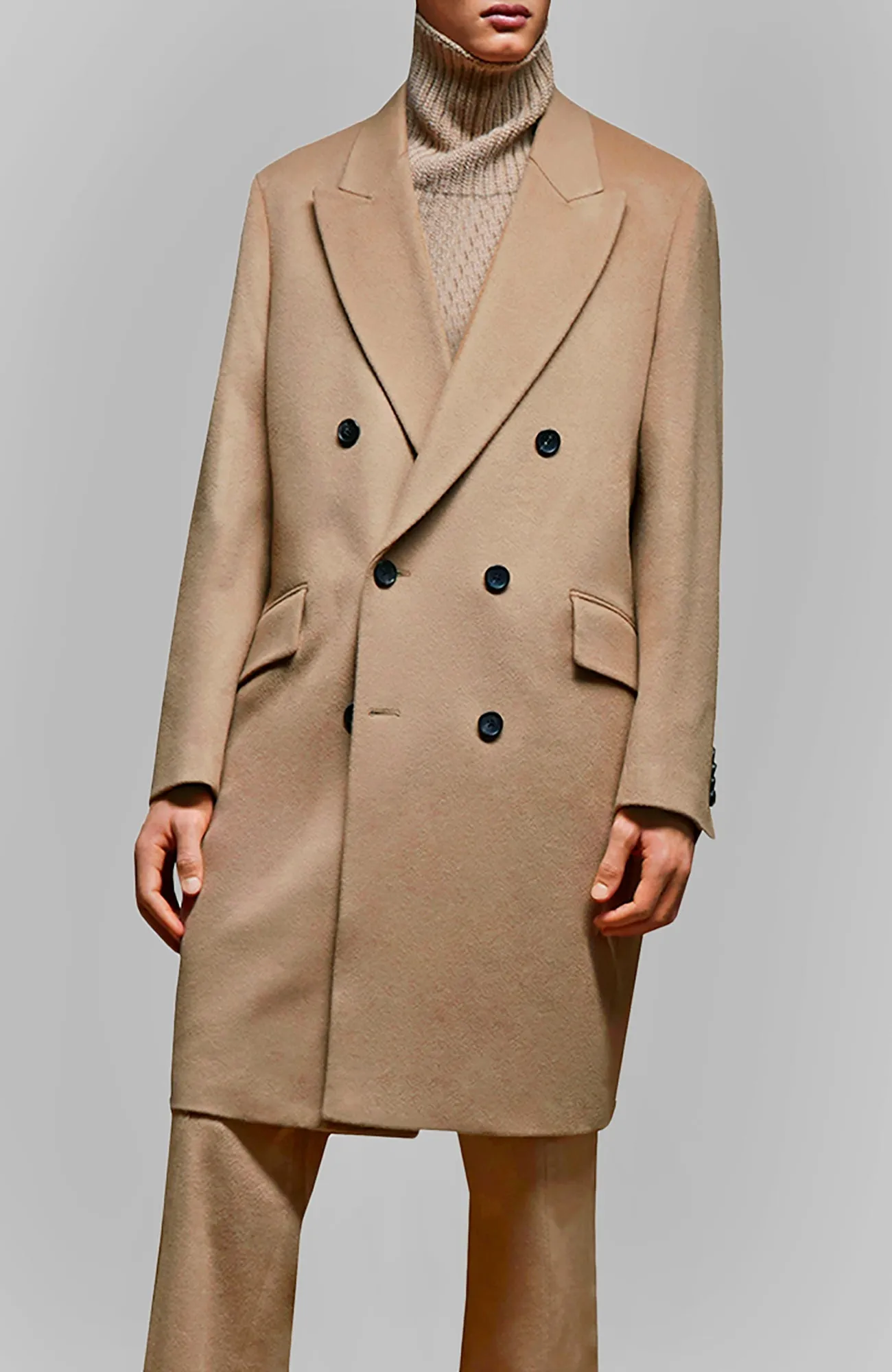 THOMAS WOOL & CASHMERE CAMEL OVERCOAT