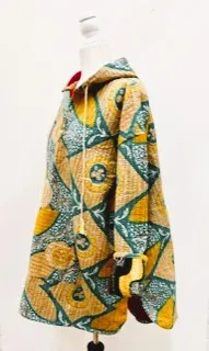 Throw and Go Hoodies Redefines Kantha (Green Floral)