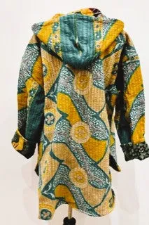 Throw and Go Hoodies Redefines Kantha (Green Floral)