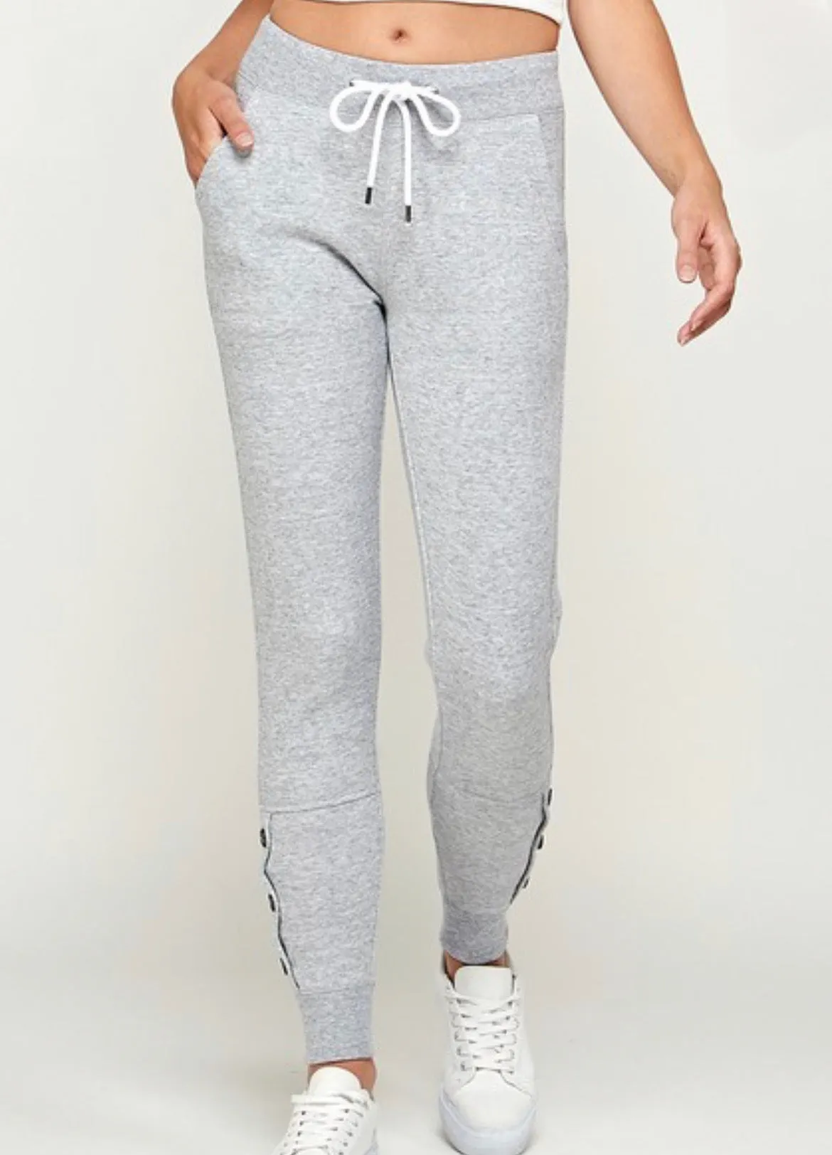 Triple Button Fleece Joggers (Various Colors)