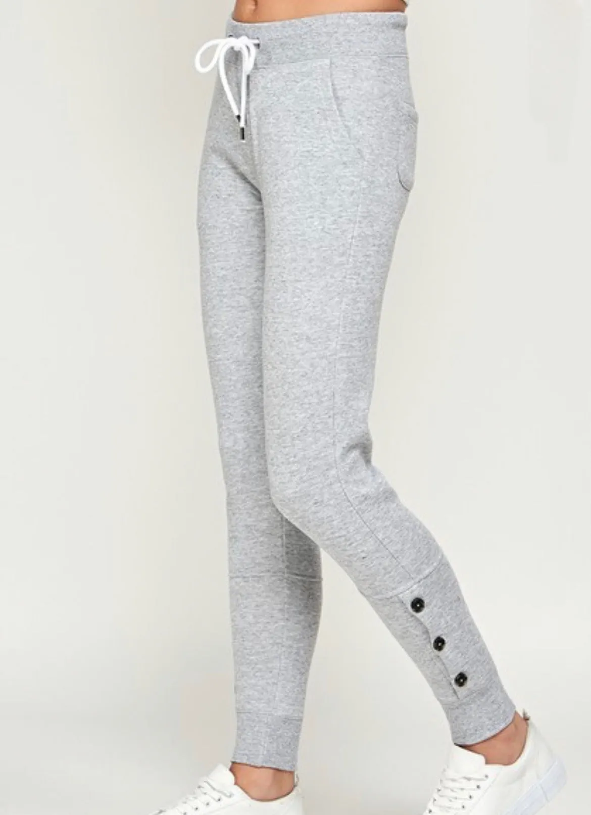 Triple Button Fleece Joggers (Various Colors)