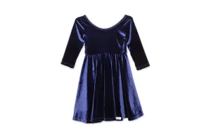 Twirly Dress in Navy Stretch Velvet