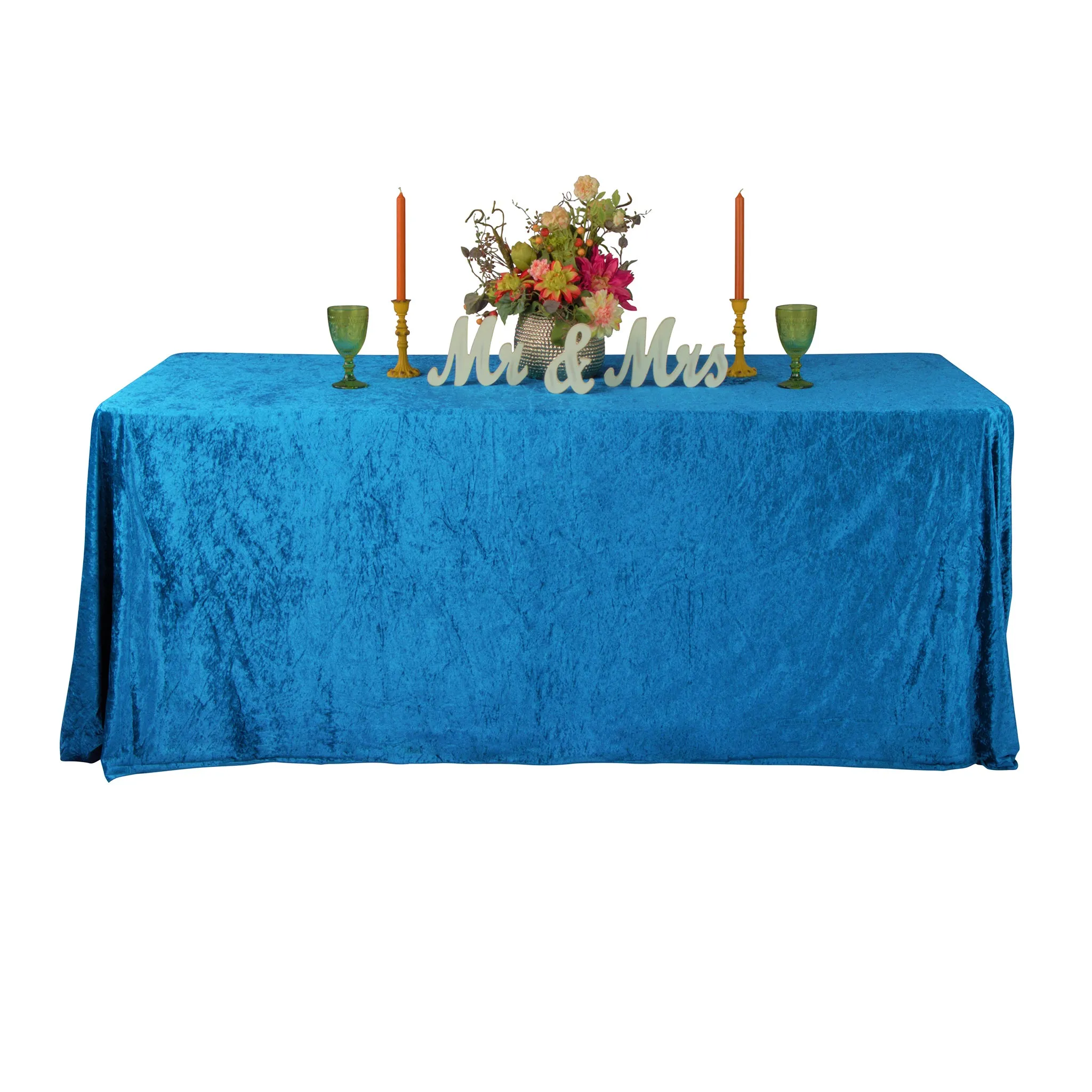 Velvet 90"x156" Rectangular Tablecloth - Dark Teal