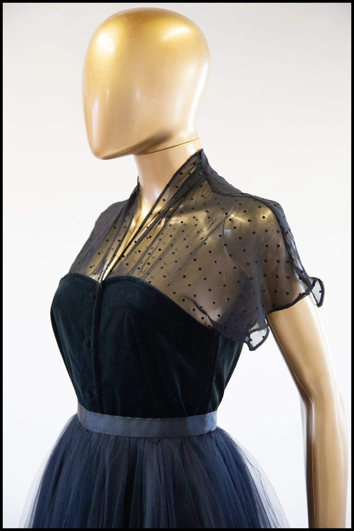 Vintage 1980s Black Velvet Illusion Top