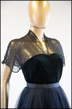 Vintage 1980s Black Velvet Illusion Top