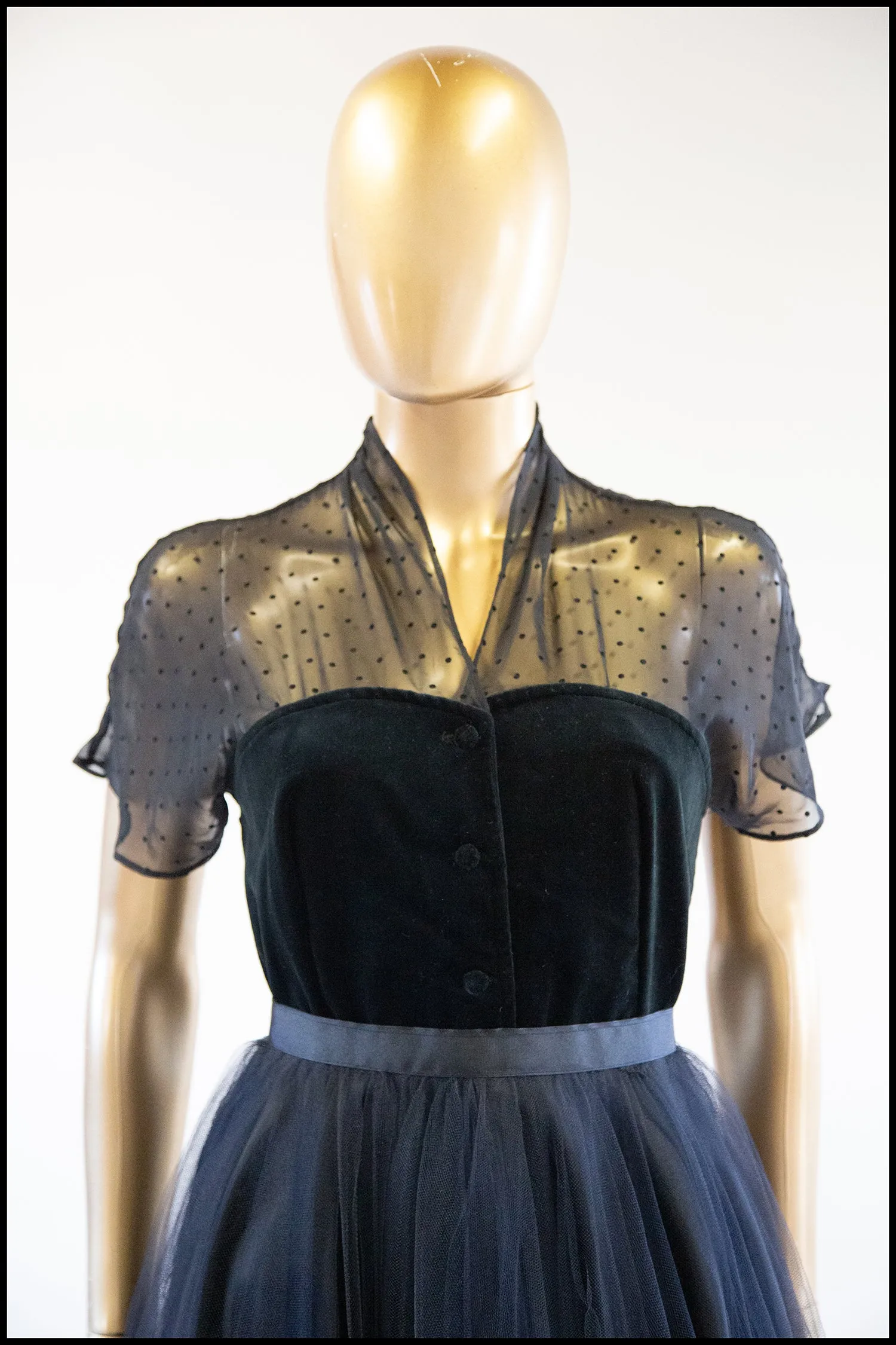 Vintage 1980s Black Velvet Illusion Top