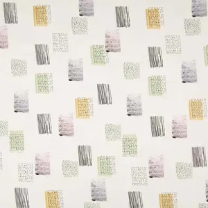 WHITE ABSTRACT SQUARES ORGANIC FRENCH TERRY PER METRE