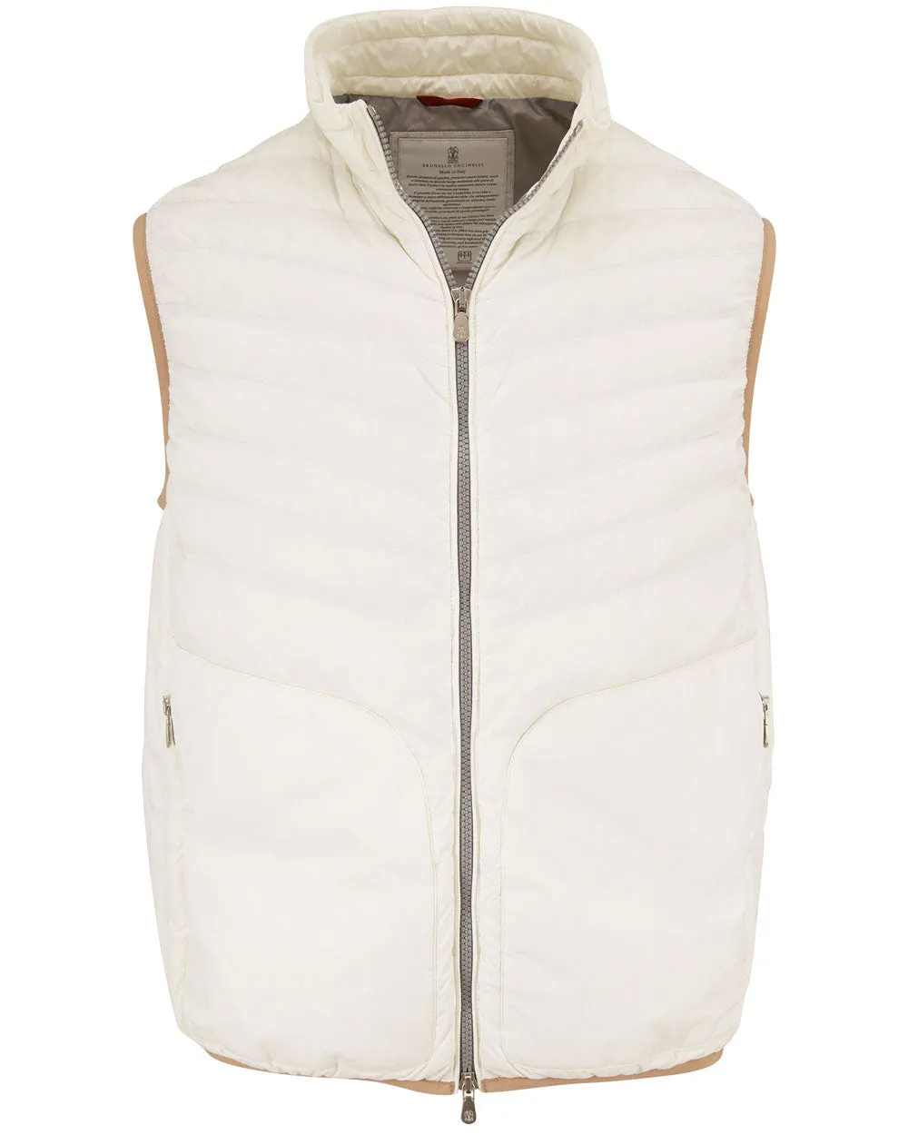 White Nylon Lightweight Down Vest