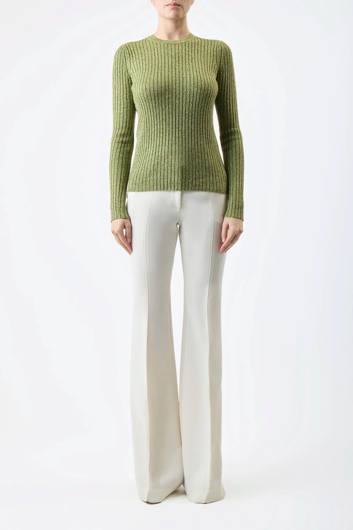 Willow Knit Sweater in Green Multi Cashmere Silk