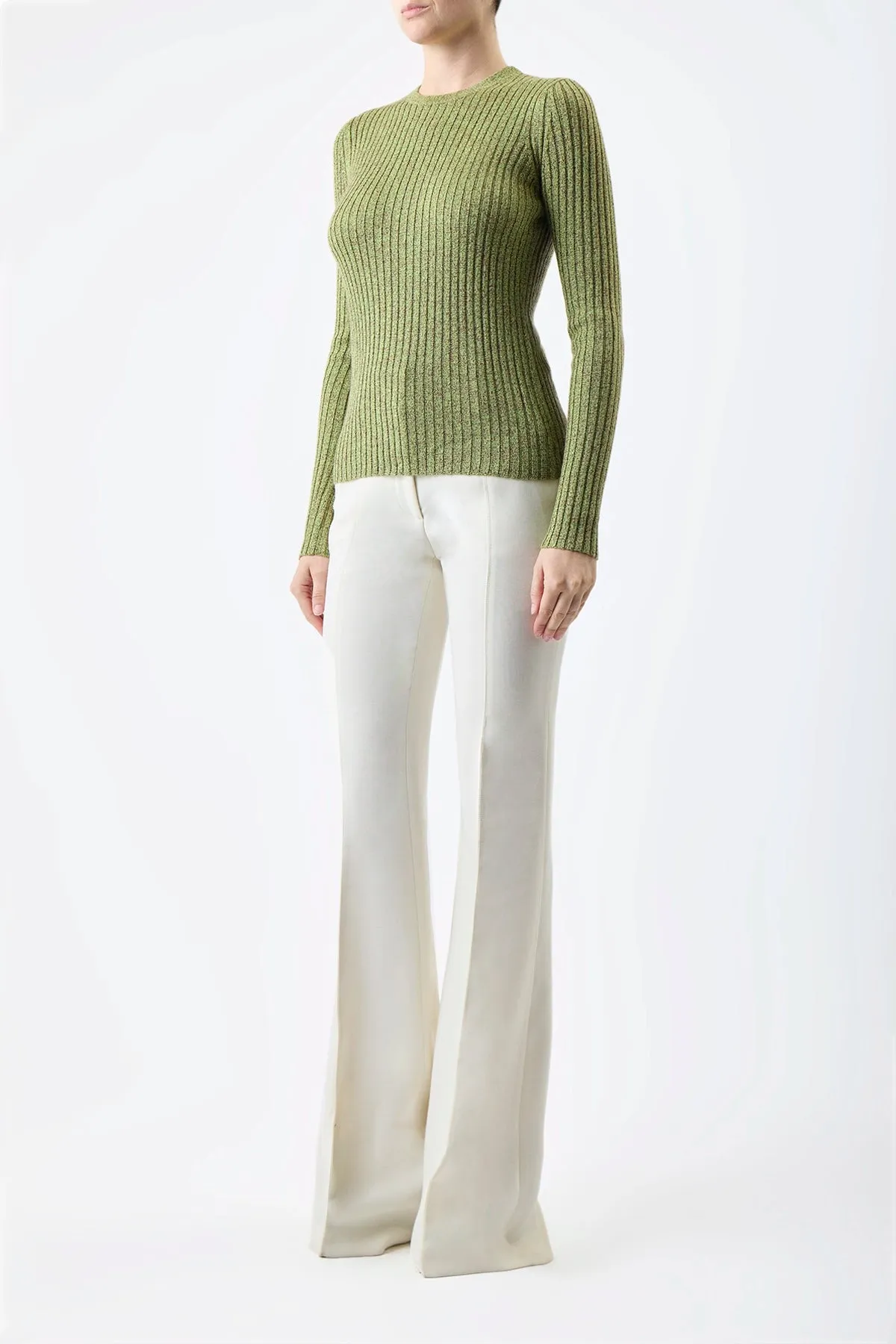 Willow Knit Sweater in Green Multi Cashmere Silk