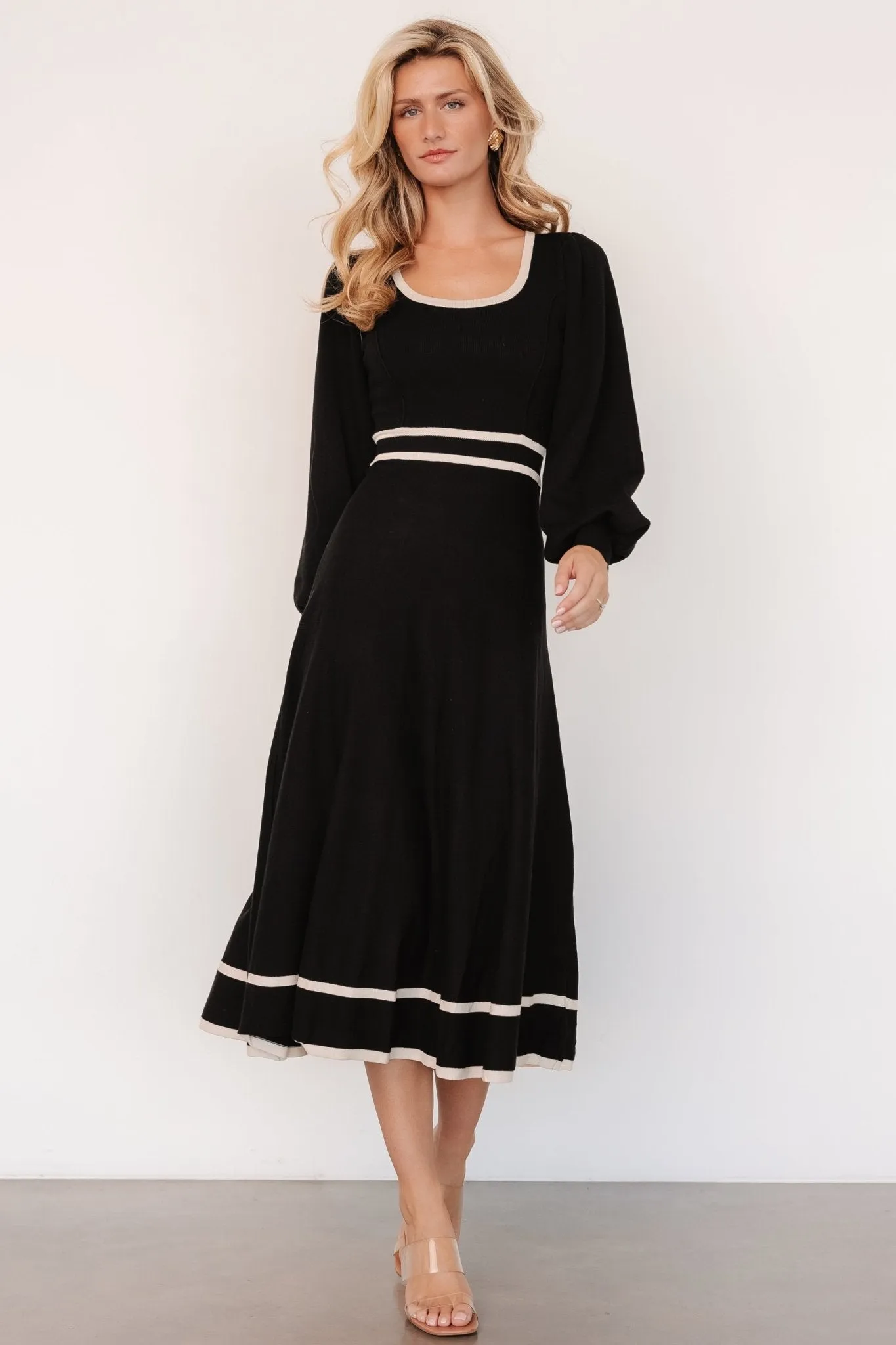 Winslet Knit Dress | Black   Cream