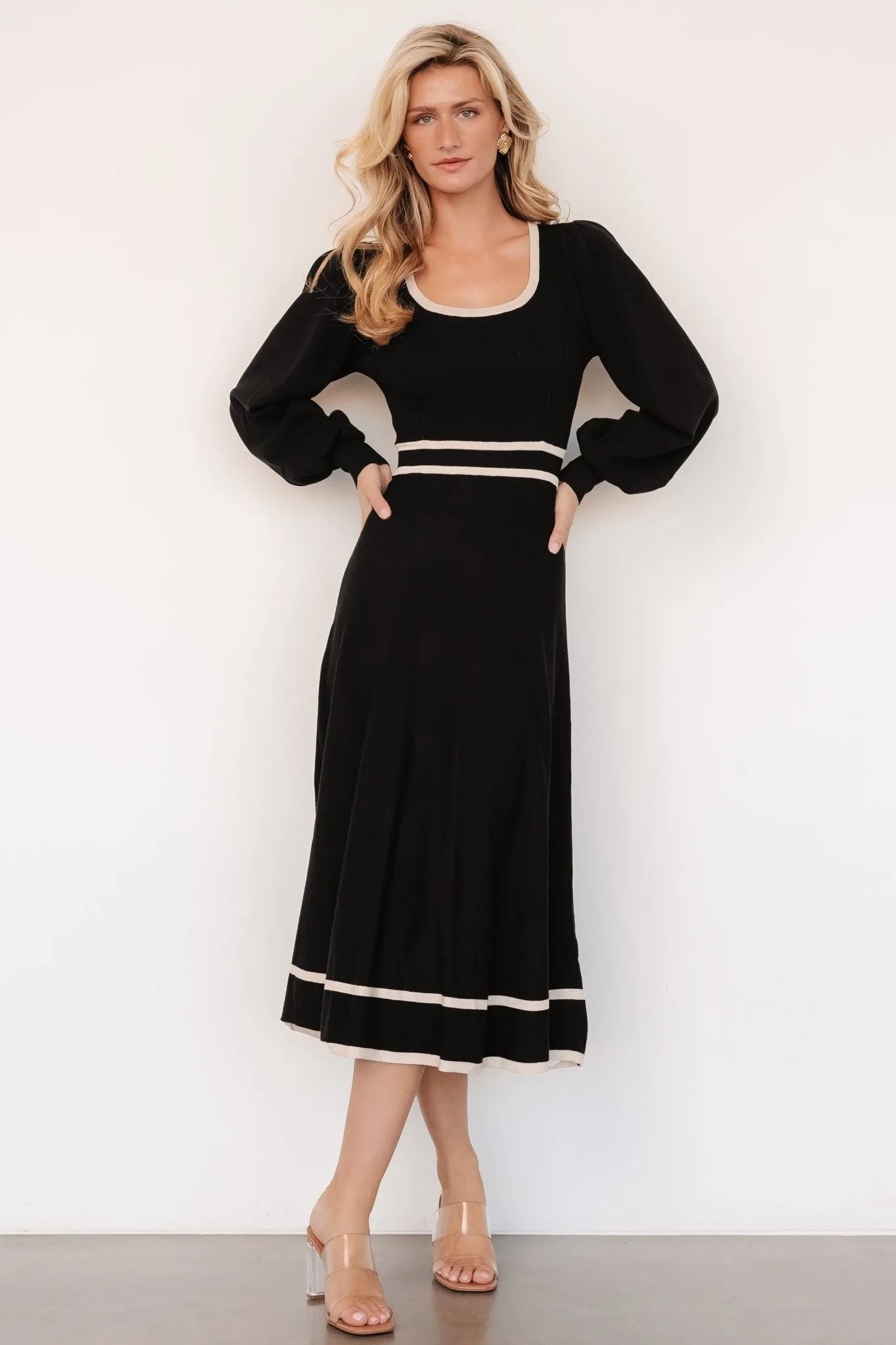 Winslet Knit Dress | Black   Cream